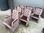 6 gestoffeerde eetkamerfauteuils, Gebruikt, Minder dan 75 cm, Stof, 50 tot 75 cm