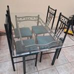 Glazen tafel + 4 stoelen, Huis en Inrichting, Tafels | Eettafels, Ophalen, Glas