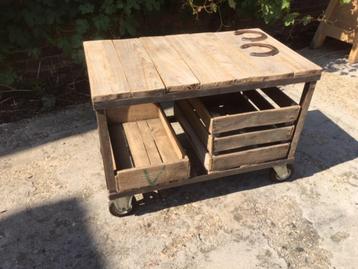 SIDE TABLE - BIJZETTAFEL industrial look, Ophalen, Gebruikt, Rechthoekig, Industrial  industrieel landelijk