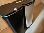 2 vuilnisemmers - 50l - chroom en zwart, Huis en Inrichting, Woonaccessoires | Prullenbakken, Ophalen, Zo goed als nieuw