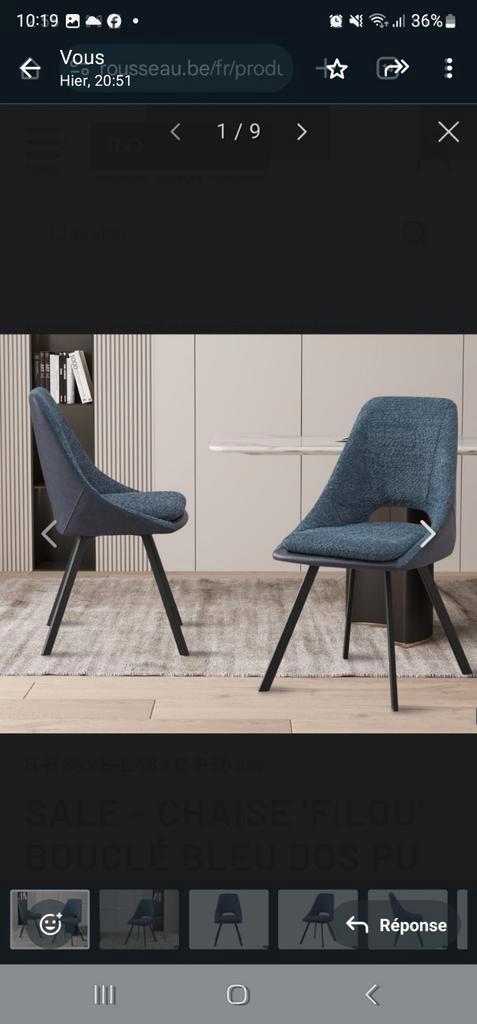 DESTOCKAGEChaise 'Filou' Bouclé Bleu Dos PU Bleu À 40€, Maison & Meubles, Chaises, Neuf, Bleu, Enlèvement ou Envoi