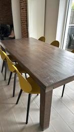 Eettafel vol hout. 220cm, Huis en Inrichting, Tafels | Eettafels, Ophalen, Zo goed als nieuw, Eikenhout