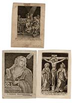 3 18de eeuwse devotieprenten (1 op  perkament), Verzamelen, Bidprentjes en Rouwkaarten, Ophalen of Verzenden