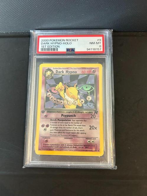 9/82 dark hypno 1e psa 8 € 75,00 holo, Hobby & Loisirs créatifs, Jeux de cartes à collectionner | Pokémon, Cartes en vrac, Enlèvement ou Envoi