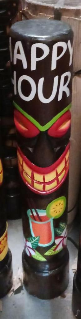 statue totem Tiki 100 cm en bois d albesia, Antiek en Kunst, Kunst | Beelden en Houtsnijwerken, Ophalen of Verzenden