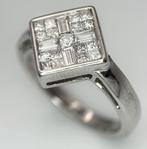 18 karaat wit gouden diamanten ring, Handtassen en Accessoires, Ophalen of Verzenden, Zo goed als nieuw, Wit