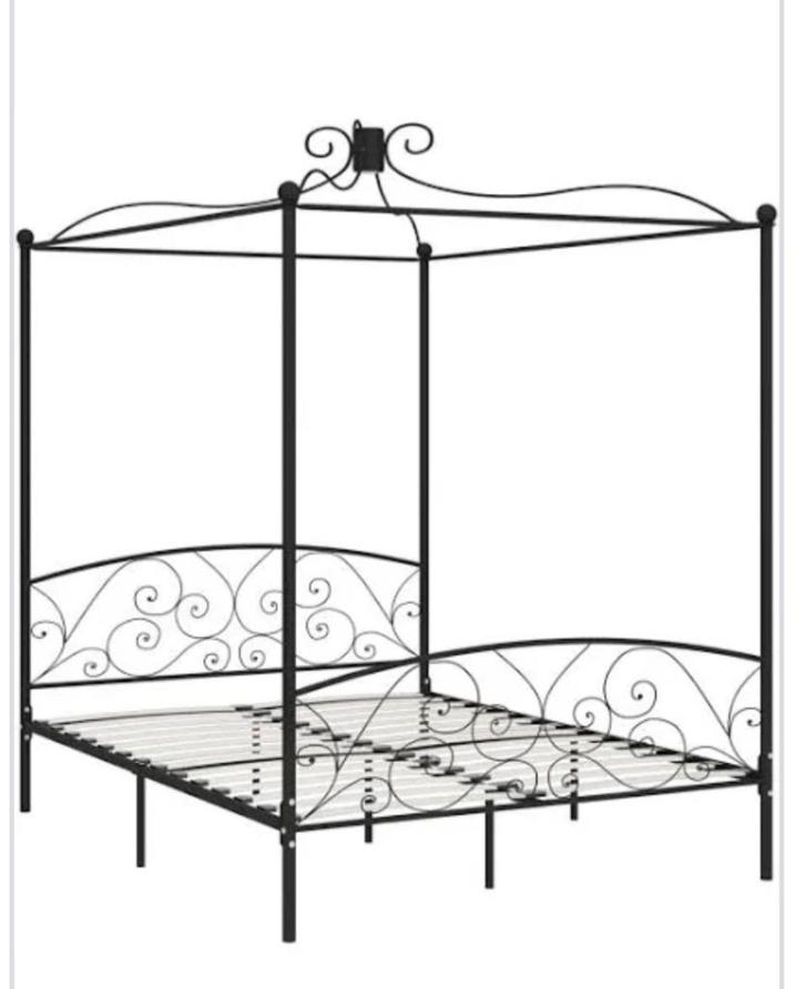 lit baldaquin, Maison & Meubles, Chambre à coucher | Lits, Utilisé, Deux personnes, 160 cm, 200 cm, Métal, Noir, Enlèvement