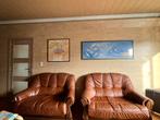 Lot de deux canapés en cuir en chêne vintage, Maison & Meubles, Enlèvement, Cuir
