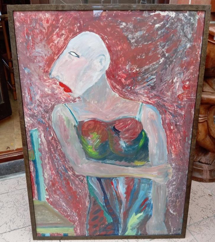 groot schilderij gesigneerd (Anton Martineau ? ), Antiek en Kunst, Kunst | Schilderijen | Modern, Ophalen