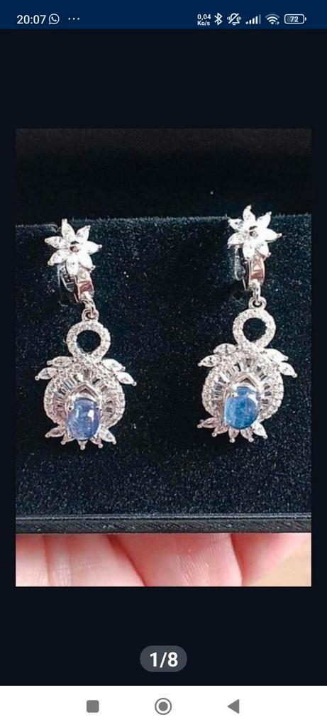 Belles boucles d'oreilles en argent massif avec tanzanites, Bijoux, Sacs & Beauté, Boucles d'oreilles, Neuf, Pendantes, Argent