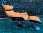 Superbe fauteuil inclinable et tabouret, Enlèvement ou Envoi, Mid-Century Modern, Cuir, Une personne
