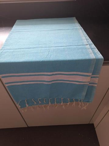 Blauwe saunadoek met strepen,  katoen beschikbaar voor biedingen