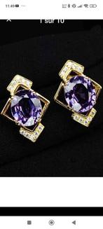 Belles boucles d'oreilles en argent plaqué or avec améthyste, Bijoux, Sacs & Beauté, Boucles d'oreilles, Enlèvement ou Envoi, Neuf