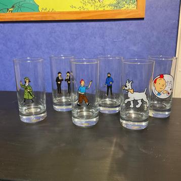 Tintin - Rare série de 6 verres "Wavery" du Lombard 1980 beschikbaar voor biedingen