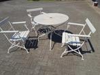 Vintage bistroset tafel  +3 stoelen - tuinset, Tuin en Terras, Ophalen, Overige materialen, Gebruikt, Bijzettafel