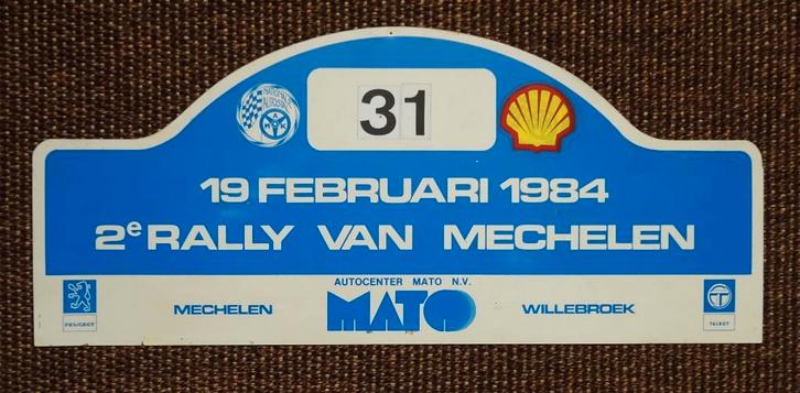 Plaat Rally van Mechelen 1984 Flory Roothaert, Verzamelen, Automerken, Motoren en Formule 1, Gebruikt, Auto's, Ophalen of Verzenden