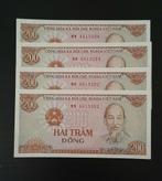 Biljetten Vietnam (4 st ) 200 dong UNC, Postzegels en Munten, Bankbiljetten | Azië, Los biljet, Verzenden