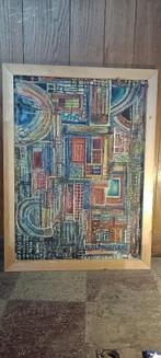 Peinture sur bois signée Serge Montegnies, 68x92, n425, Enlèvement