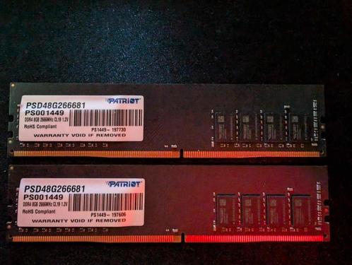Patriot 2x8GB DDR4 2666Mhz RAM, Computers en Software, RAM geheugen, Zo goed als nieuw, Desktop, 16 GB, DDR4, Ophalen