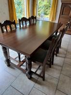 Eiken eetkamertafel met 6 stoelen, Huis en Inrichting, Tafels | Eettafels, Ophalen, Vijf personen of meer, Rechthoekig, Eikenhout