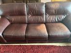 bruine lederen zetel, Huis en Inrichting, Zetels | Zetels, Ophalen, Gebruikt, Leer