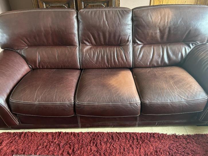 bruine lederen zetel, Huis en Inrichting, Zetels | Zetels, Gebruikt, Leer, Ophalen