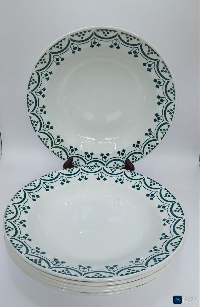 6 diepe borden Nimy, Antiek en Kunst, Antiek | Servies los, Ophalen of Verzenden