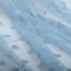 Promo! 6024) 150x100cm tulle broderie bleu clair fleurs, Bleu, Polyester, Enlèvement ou Envoi, 30 à 200 cm