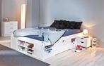Massief grenen houten bed in Wit of Natuur met bedlades., Verzenden, Wit, 200 cm, Modern