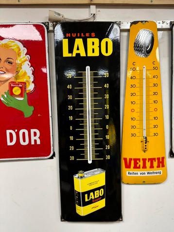 Thermomètre publicitaire en émail LABO 
