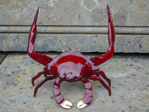 Standbeeld van een bronzen krab, naturel gesneden in kleuren, Antiek en Kunst, Antiek | Brons en Koper, Brons, Ophalen