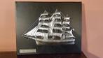 Vintage schip Clipper Suecia 1860 op zwart lederen paneel, Ophalen