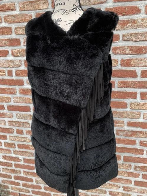 zwarte winterjas zonder mouwen in konijnenbont, Kleding | Dames, Jassen | Winter, Nieuw, Maat 36 (S), Zwart, Ophalen of Verzenden