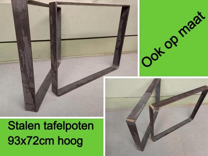 2 nieuwe tafelpoten 93x72 cm hoog in plat staal 8x1 cm dik, Huis en Inrichting, Tafelonderdelen, Nieuw, Tafelpoot, 200 cm of meer