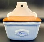 Salière murale vintage bleue de Delft avec couvercle en bois, Enlèvement ou Envoi