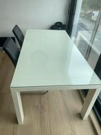 Belle table à manger moderne laquée blanche + 6 chaises, Maison & Meubles, Comme neuf, 100 à 150 cm, Rectangulaire, Modern