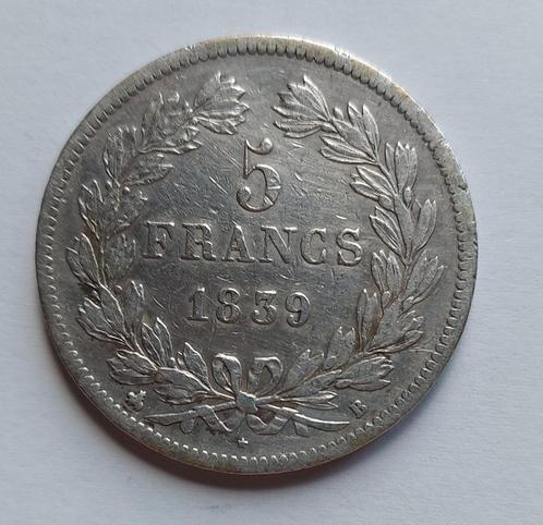 Frankrijk 5 francs 1839 B zilver, Postzegels en Munten, Munten | Europa | Niet-Euromunten, Losse munt, Frankrijk, Zilver, Ophalen of Verzenden