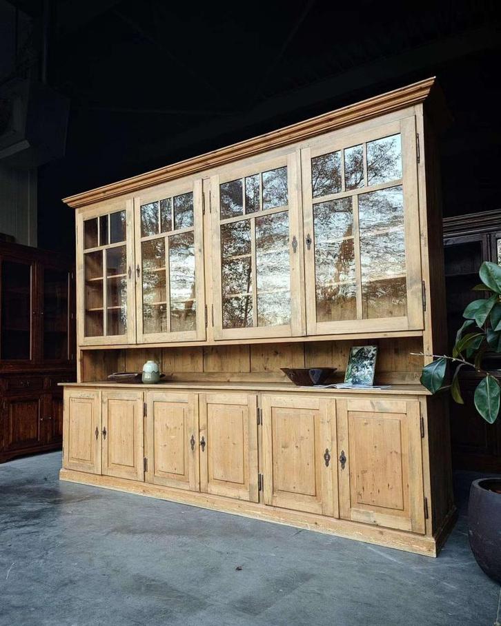 Antieke hoge - brede winkelkast | Grenenhouten kast #2396, Antiek en Kunst, Antiek | Meubels | Kasten, Ophalen of Verzenden