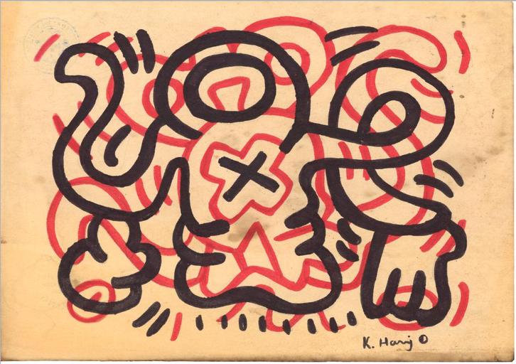 Keith Haring Artwork, Antiquités & Art, Art | Peinture | Moderne, Enlèvement ou Envoi