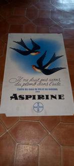 Oude kartonnen poster met aspirine, Gebruikt, Ophalen of Verzenden