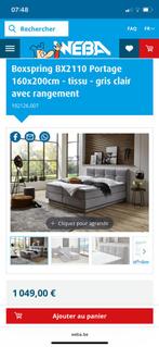 Boxspring 160cmx200cm, Ophalen, 200 cm, Grijs, 160 cm