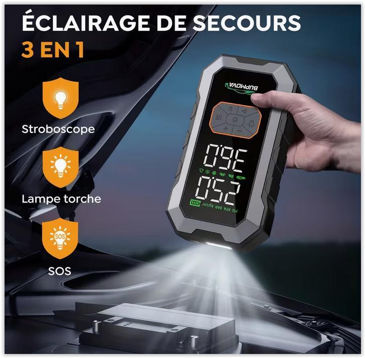 Démarreur de voiture 9000A avec compresseur d'air, gonfleur, Autos : Divers, Outils de voiture, Neuf, Enlèvement ou Envoi