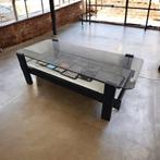 Vintage salontafel / coffee table met fumé bruin glas, Huis en Inrichting, Tafels | Salontafels, Ophalen of Verzenden, Glas