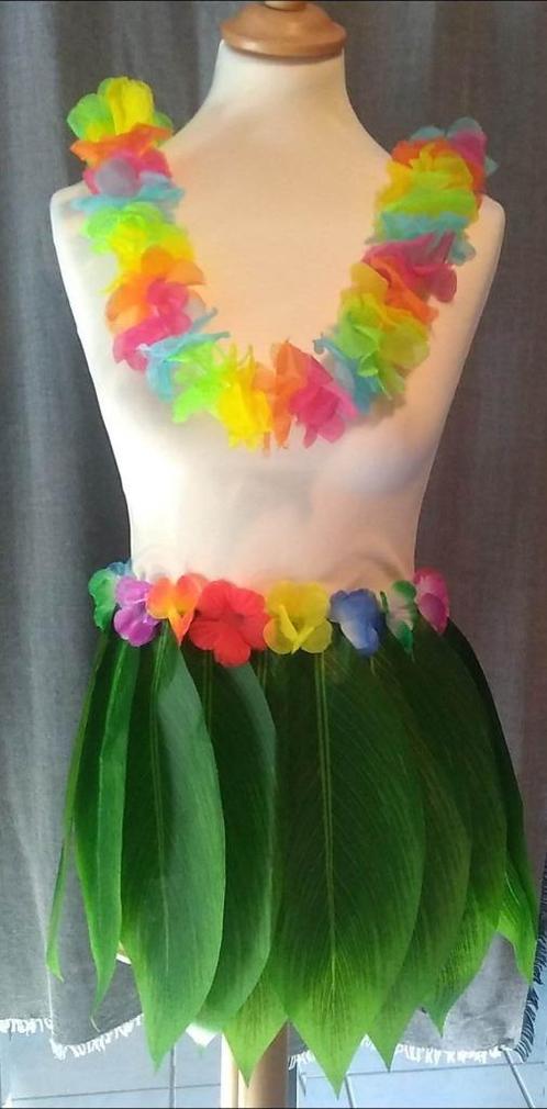 hawai rok bladeren met bloemenkrans, Kleding | Dames, Carnavalskleding en Feestkleding, Zo goed als nieuw, Kleding, Maat 38/40 (M)