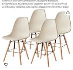 Nieuwe 4 stoelen, kleur beige, verpakt., Huis en Inrichting, Stoelen, Ophalen, Overige materialen, Nieuwe 4 stoelen, kleur beige, verpakt.