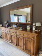 Massief eiken eetkamer met spiegel, Huis en Inrichting, Ophalen, Gebruikt, Eik, 4 tot 6 stoelen