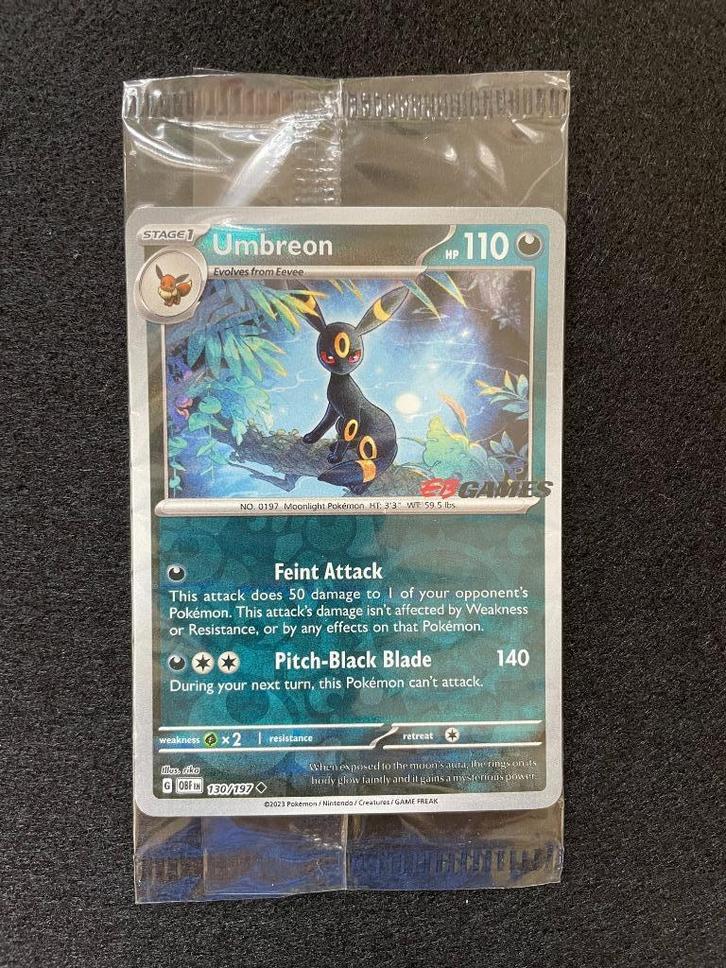 Umbreon Promo Pokemon 130/197 - OBF - EB Games - sealed!, Hobby en Vrije tijd, Verzamelkaartspellen | Pokémon, Nieuw, Losse kaart