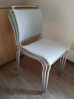 4 stoelen met witte kunststof bekleding, Ophalen, Gebruikt, Wit, Vier