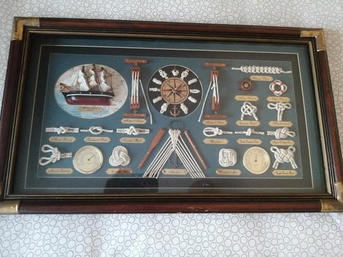 Wandpaneelcollage marineknopen schip en klok, Watersport en Boten, Kajuitzeilboten en Zeiljachten, Zo goed als nieuw, Overige materialen