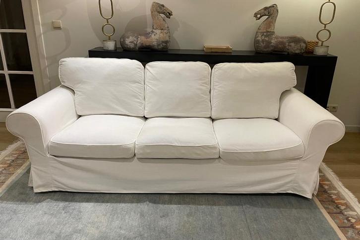 driezits zetel Ikea Ektorp + extra hoezen, Maison & Meubles, Canapés | Salons, Comme neuf, Banc droit, Trois personnes, 200 à 250 cm